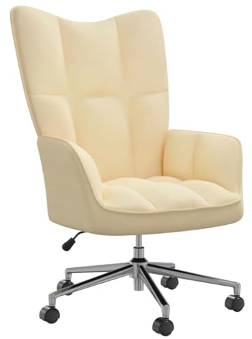 vidaXL Relaxsessel mit Rollen Drehbar Höhenverstellbar Fernsehsessel Polstersessel Polsterstuhl Relaxstuhl Sessel Ohrensessel Wohnzimmer Cremeweiß Samt