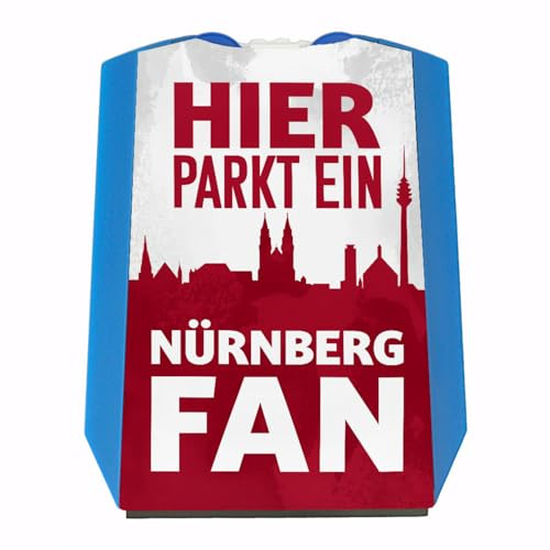 speecheese Hier parkt EIN Nürnberg Fan Parkscheibe in Rot Weiß Parkscheibe für Fans mit Stadtmotiv um die Liebe zur Stadt und dem Sport zu Zeigen