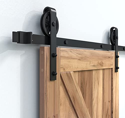 WDB Schiebetürbeschlag Schiebetürsystem - Barn Door Schiebetür Laufschienen - Komplett Set für Eine Schiebetüren – Schwarz (Loft)