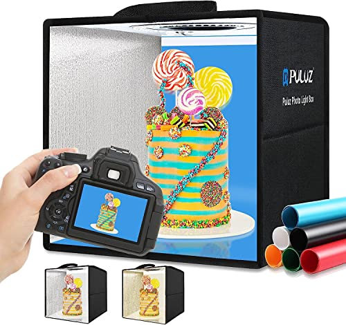 OBEST Light box Studio, Photography Light Box, Portable Folding Photo Studio,120 Bead LED Panel Photography Box,12 Types of Color Shot Background,Easy to Install, 30 x 30 x 30 cm