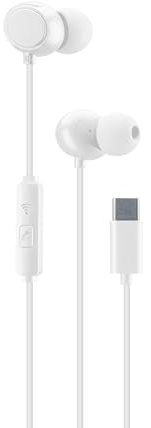 cellularline | CLOUD IN-EAR | Auricolare Type-C Stereo, Design In-ear e Microfono, Connettore USB-C, Isolamento dal Rumore, Microfono e Tasto di Risposta (Bianco)