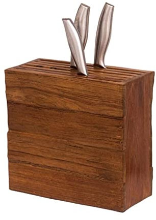 PAREKS Bloc à couteaux rétro en bois - Grande capacité - Rangement et placement pour couteaux de cuisine