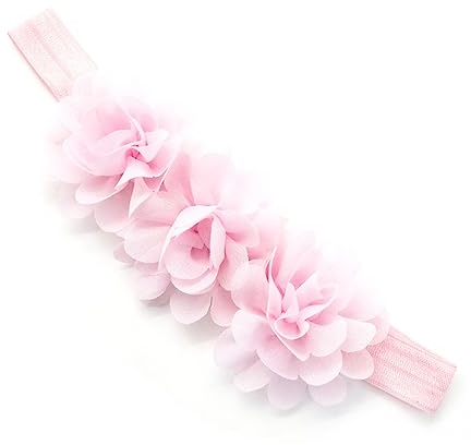 Lot de 2 bandeaux pour bébé - En mousseline de soie - Bandeau à fleurs - Bandeau élastique - Turban - Accessoire pour cheveux - Pour nourrissons et tout-petits - Rose