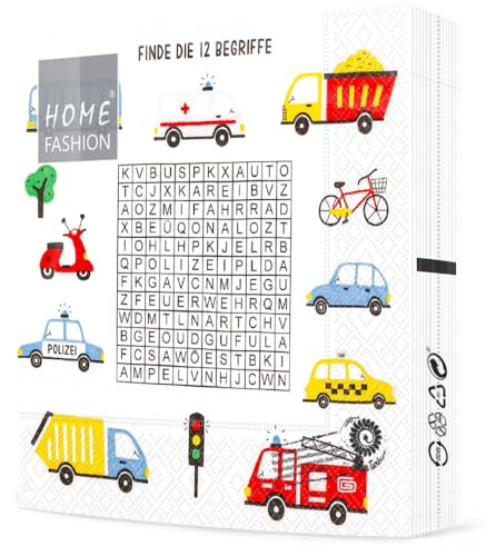 20 Servietten Kindermotive Worträtsel für Kinder als Tischdeko. Papierservietten mit Motiv. Auch für Decoupage und Serviettentechnik 33x33cm