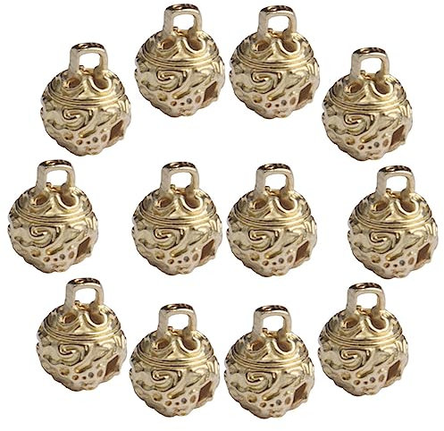 AOKWAWALIY 12 x Mini-Glocken für Schmuck, kleine Charms, goldfarbene Glocken, Vintage-Glocken, kleine Glocken zum Basteln, Schmuckherstellung, kleine Glocken, Bastelzubehör, Messing, 1.2x0.8cm,