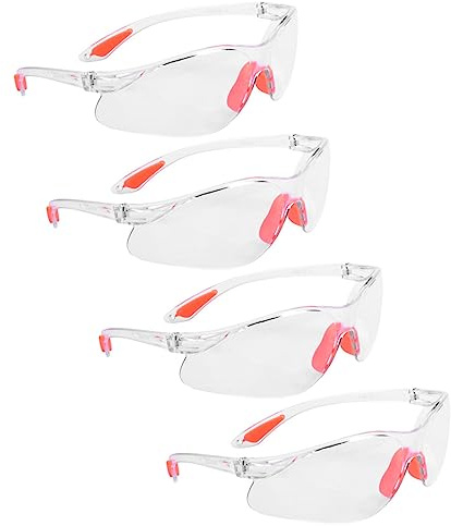 jojofuny Gafas De Seguridad Transparentes Silicona Suave, Antifracaso y Resistentes a Rayaduras, Pack De 4 Unidades, Unisex Para Trabajo, Construcción, Laboratorio y Protección Ocular