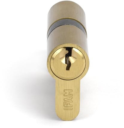 IFAM Cilindro Puertas Start-S, 30x30mm, Leva 15mm, Bombín Cerradura de Seguridad con 6 Pitones de Acero, Incluye 3 Llaves de Serreta, Sistema Antiganzúa y Antitaladro, Perfil Europeo, Acabado Latón