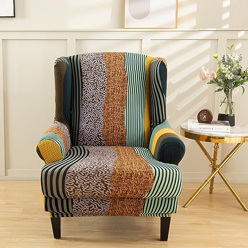 Hixingo 2 Teilig Ohrensessel Überzug, Moderne Drucke Sesselbezüge Abnehmbar Polyester Ohrensessel Bezug für Wohnzimmer Schlafzimmer Hotel Sesselschoner (Einheitsgröße,Hawaii)