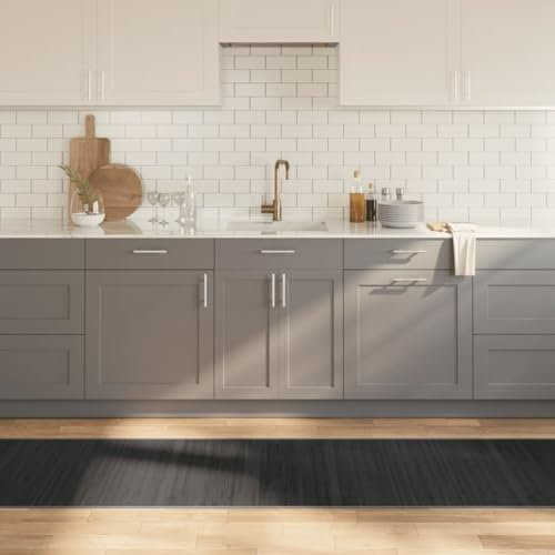 Tidyard Teppich Bambusmatte Wohnzimmerteppich Badezimmerteppich Bambusteppich rutschfest für Wohnzimmer,Läufer Küchenteppich Flurteppich Rechteckig Grau 70x400 cm Bambus