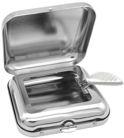minkissy Tragbarer Mini-Taschenaschenbecher Aus Edelstahl Mit Deckel Kompakter Metall Aschenbecher Für Auto Outdoor Und Reisen Zigarettenstummelbehälter Für Unterwegs