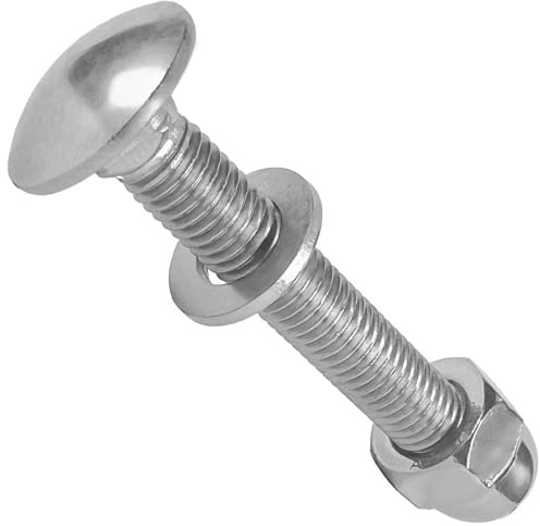 10 Stück Schlossschrauben M8x140 mit Unterlegscheiben und Hutmutter hohe Form Edelstahl A2 WIBTEC®
