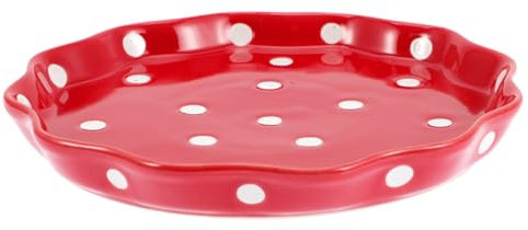 FUNNETOYU Piatti Da Portata in Ceramica a Pois Piatti Da Dessert Per Casa e Conservazione Frutta Rossi Multifunzione Per Colazione e Insalata