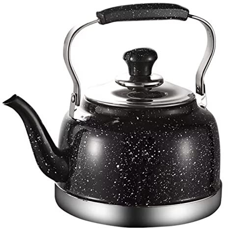 Wasserkocher für den Herd, Teekessel, 2 l, Pfeifkessel, Edelstahl, Pfeifteekessel mit Teesieb, Gas-Induktionsherd, Teekanne, Heimkessel, Teekanne für Gasherd (Siyah 17*