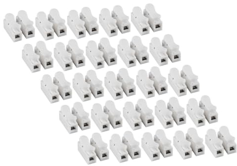 Steckverbinder 2pin Schnellverbinder Klemmenblock 25 Stück Nylon | Federdraht Schnellanschluss, Weiß, Hitzebeständig, für Drahtverbindungen und Stromverkabelung