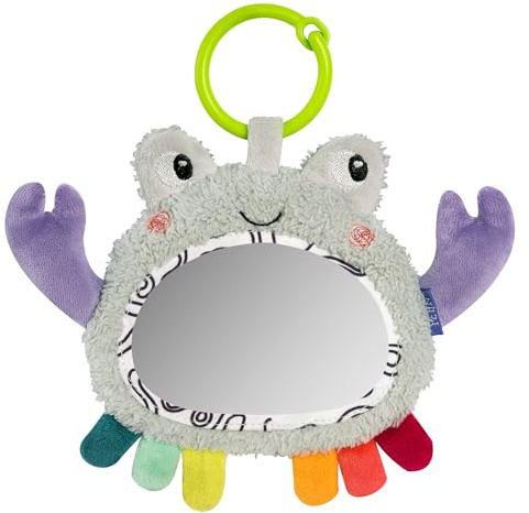 Fehn Jouet d'activité Miroir Crabe - À suspendre Pour bébé | Avec éléments à saisir et sons - jouet d'éveil pour bébé dès la naissance