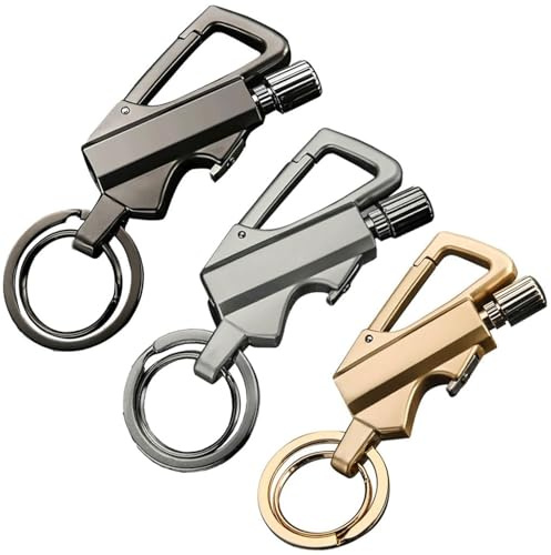 YHBNJIGW Briquet à kérosène Multifonction avec Porte-clés décapsuleur, allumettes réutilisables, Coupe-Vent et imperméables, idéal for Le Camping (kérosène Non Inclus)(3pc)