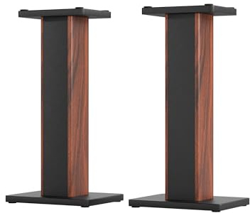 60cm Speaker Stands, 1 Pair Rosewood Wood Grain Floor Stands for Surround Sound System, Home Theater, with Sand Filling and Sturdy Support Fits Bookshelf Speakers