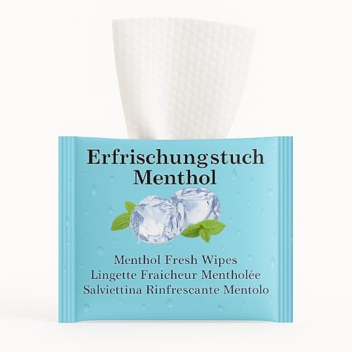 Einzeln verpackte Feuchttücher zur Handreinigung & Erfrischung – Frische Hygiene-Tücher für unterwegs, Reisen, Auto & Zuhause – Kolonya Duft (100, Menthol)