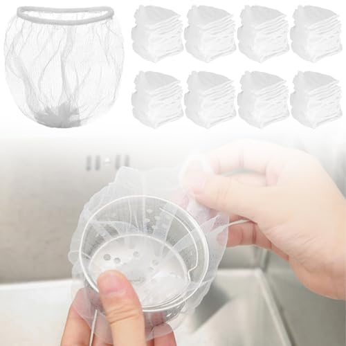 400 stycken engångssinkfilter, engångs skärmpåsar handfat, sil för diskbänkspåsar, elastisk diskbänkspåse, avloppssil nät, för diskbänk, för kök, handfat och badrum (9 x 8 cm)