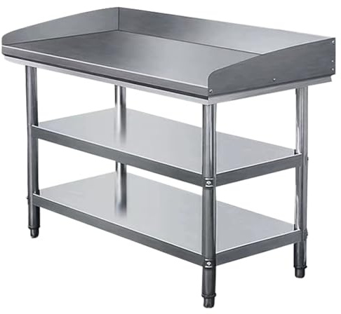 DHNDSDP Multifunktioneller Edelstahl-Arbeitstisch 2/3-stöckiger Küchene Edelstahltisch Dreiseitiger Umrandung mit Stauraumregal H80cm Höhe Hohe Tragfähigkeit Kann mit Ständern Verwendet Werden