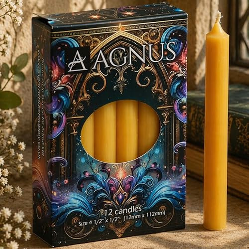 12 candele gialle per incantesimi magici, candele di successo, 12 cm, 11,4 cm, 100% naturali, candele per albero di Natale, antigoccia, fiamma dorata, pulite,