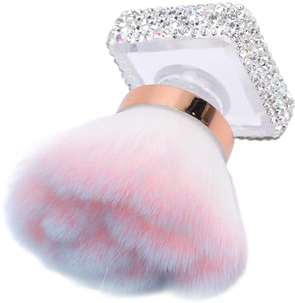 TARSHYRY Nail Dust Brush for Acrylic Nails, Pink Rose Soft Duster, Manicure & Nail Art Powder Remover, Makeup Brush Clean-Up Tool for Salon and Home Use (Silver)
