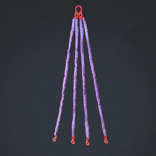 Schlinge mit 4-Strang-Haken, 3 Tonnen Polyester-Gurtband-Hebekette, 4-Strang-Gehängeschlinge, schwere Greifhaken aus legiertem Stahl, für sicheres Schleppen und Transportieren von Lasten(1m)