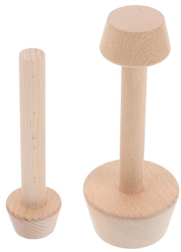 EPIGEIST Molde para Tartaletas de Huevo Doble Cara de Madera, 2 Piezas (grande y Pequeño), Apisonador Manual para Mini Muffins, Herramienta para Repostería Casera, Utensilio para Hornear