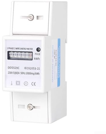 Gdfnmogo Compteur d'énergie monophasé AC 230 V 80 A, précision de classe 1, compteur kWh, avec sortie d'impulsion pour montage sur rail DIN, surveillance analogique de l'électricité