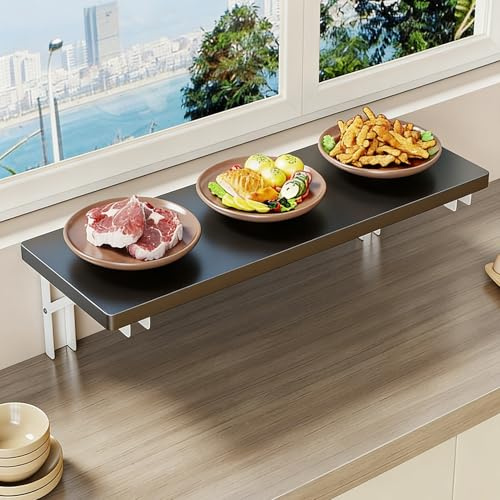 Indoor Window Sill Extender Shelf Wood Cat Perch Table 16 47 Adjustable Length Black/White Perfect for Apartments Extend Your Windowsill for Cats 120x20cm (47.25x7.875)