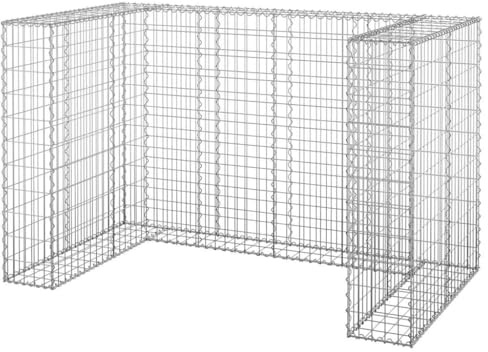 Abri pour 2 Poubelles, Cache Poubelle Cadre à Gabion pour Poubelles Extérieur Acier galvanisé 180x100x110 cm