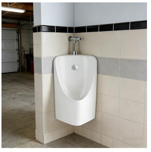 Orinatoio da uomo, 59 cm, ad angolo, in ceramica, a risparmio idrico, design bianco e nero, facile da installare, per bagno da uomo