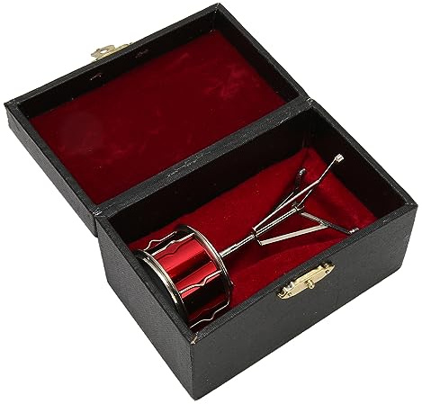 Set di Rullante in Miniatura – Modellino di Strumento Musicale in Rame, Piccolo, Realistico e Dettagliato – Ideale per Decorazione di Case delle Bambole, Librerie, Scrivanie e