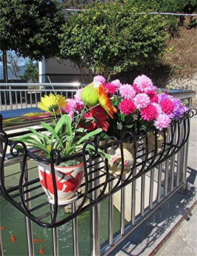 Blumenregale, Wohnzimmer Blumenregale Eisen-Geländer Blumentopf-Racks, hängende Pflanze Regal, Wand-montiert Blumen-Racks für Balkon Balkon, Blütenstand im Freien ( farbe : Schwarz , größe : L-100cm )