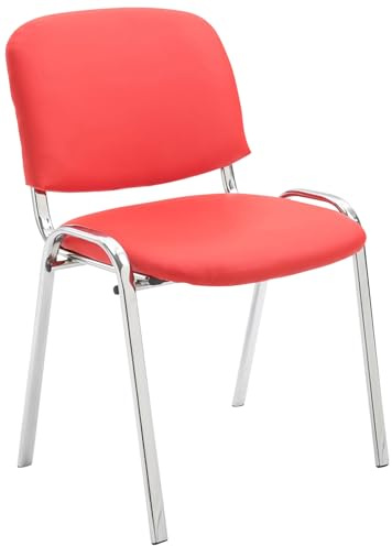 CLP Stapelstuhl Ken I Konferenzstuhl Mit Kunstleder-Bezug I Metall In Chrom-Optik | Farbe rot