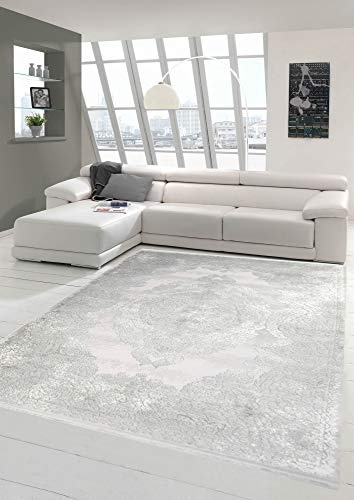 Merinos Orientmatta av hög kvalitet med klassiska ornament i grått, storlek 120 x 170 cm