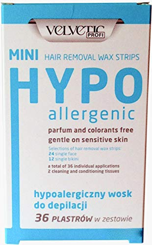 Velvetic hypoallergen Kaltwachsstreifen Set für das Gesicht, Intim,- Bikinizone - 48 Stück !