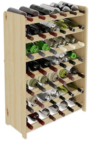 Lenmar, Wählen Sie Ihre Farbe, RW-3-63, Weinregal aus Holz, 118 x 72 x 26,5 cm, für 63 Flaschen, 9 liegen, Natur, Braun, Antrazit Flaschenregal für Wein, Lagerung für Flaschen (RW-3-42 Natur)