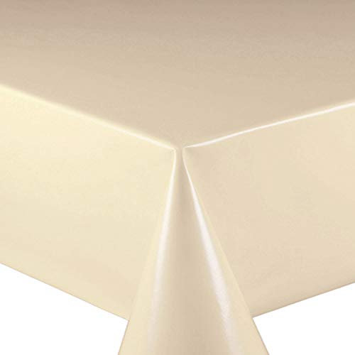 Wachstuch Wachstischdecke Tischdecke Gartentischdecke Glatt Uni Creme Beige Breite & Länge wählbar 130 x 130 cm Eckig abwaschbar