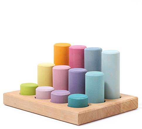 Grimm's Spiel und Holz Design Steckspiel Kleine Walzen Pastell