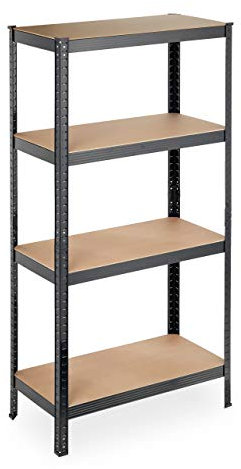 Relaxdays Schwerlastregal, 4 Böden, HBT 157 x 80 x 41 cm, 280kg Traglast, Metall, Lagerregal für Keller, Garage, schwarz