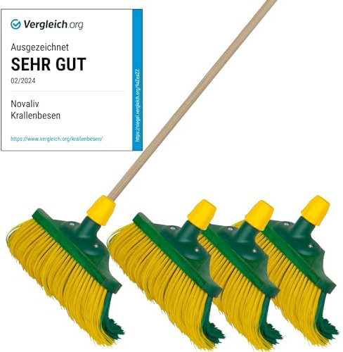 Novaliv 4 x Krallenbesen 30 cm Holz I Gebogene Borsten Outdoor I Straßenbesen Kehrbesen (Besen + Holzstiel, 30 cm)