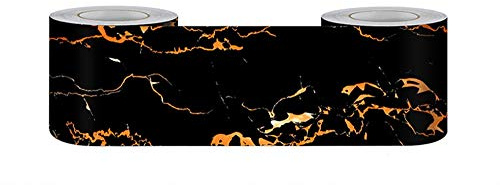 Dostear TapetenbordüRe Selbstklebende BordüRe Wand Wohnzimmer Tapeten Fliesenaufkleber Bad Dekoband Selbstklebend Schwarze goldene Blume 20 X 500cm
