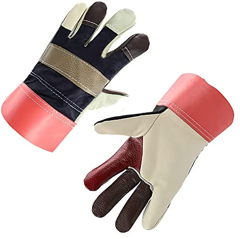 Heavy Duty Heat Resistant and Anti-skid Welding & BBQ Gloves, Tig Welder and Mig Mitts, 26.5cmx13.5cm, 1 Pair (Cowhide & Canvas)