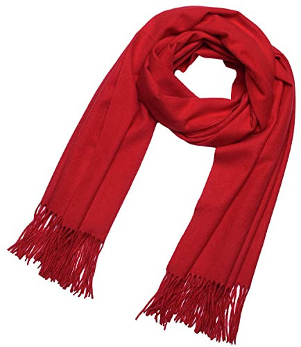DonDon Schal Damen Winter Wollschal Winterschal groß und flauschig 200 x 70 cm - Rot