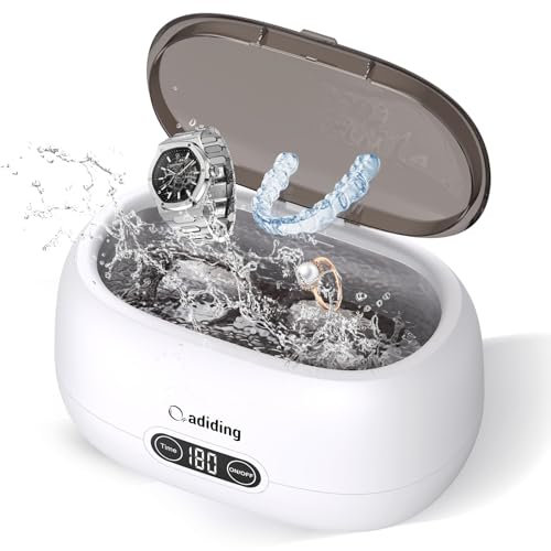 Adiding Ultrasonic Cleaner 650 ml with 5 Time Modes, 45 kHz Ultrasonic Device for Cleaning Glasses Jewellery Watches Dentures Coins