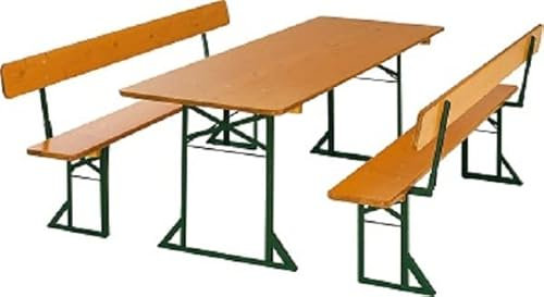 Biergartengarnitur Gartengarnitur Klappgarnitur Festzeltgarnitur 1 A Brauereiqualität mit 80cm er Tischbreite für Innen- und Außenbereich da 3-Fach Dickschichtlassiert Maß: 220x80cm