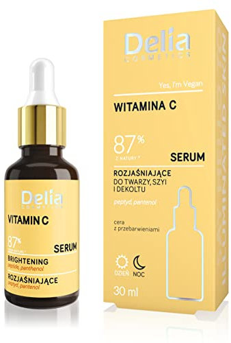 Delia Cosmetics - Siero illuminante - Vitamina C - Pelle con iperpigmentazione - Uniforma il colorito della pelle, illumina - leviga. Idratante - Vegano - 30ml