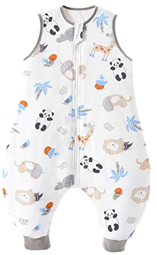 Chilsuessy Baby Schlafsack mit Füße 2.5 Tog Ganzjahres Schlafsack (CPC-Zertifizierung) Baby Schlafsäcke Babyschlafsack mit Beinen für Säugling Kinder, Wald Panda, 80cm/Baby Höhe 90-100cm