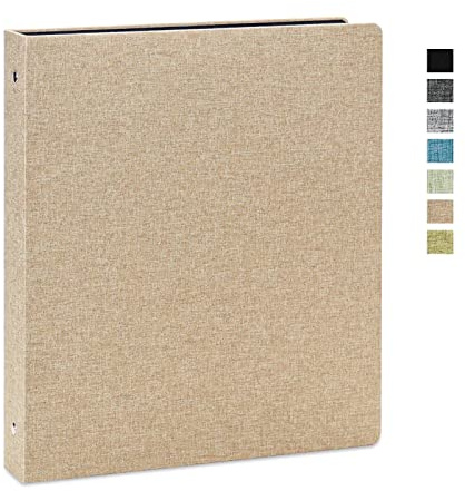 Vienrose 3 Ring Binder 1 Inch Round Rings with Linen Fabric Cover, Fits 8.5 x 11 Inch Paper, Durable Organizer for School, Office, Home, Recipes, Khaki